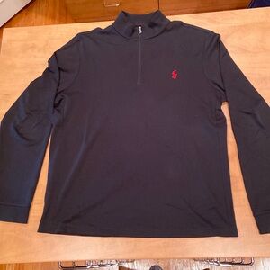 Black quarter zip Polo Pima cotton top